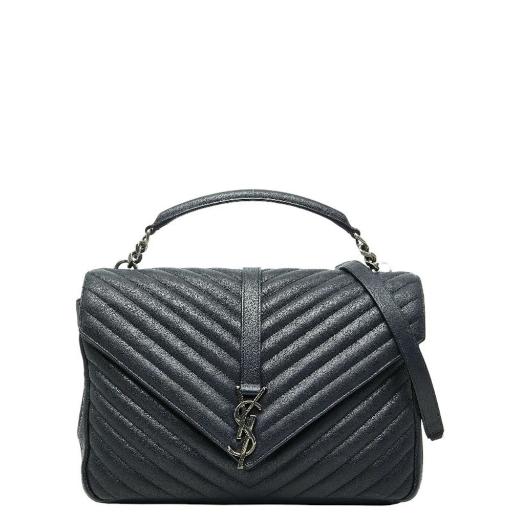 Saint Laurent Monogram Chain Shoulder Bag Handbag Black Leather